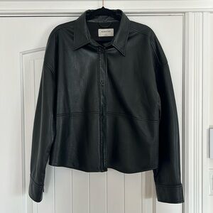 Aritzia Babaton faux leather shirt jacket. Black. Size L. In great condition.